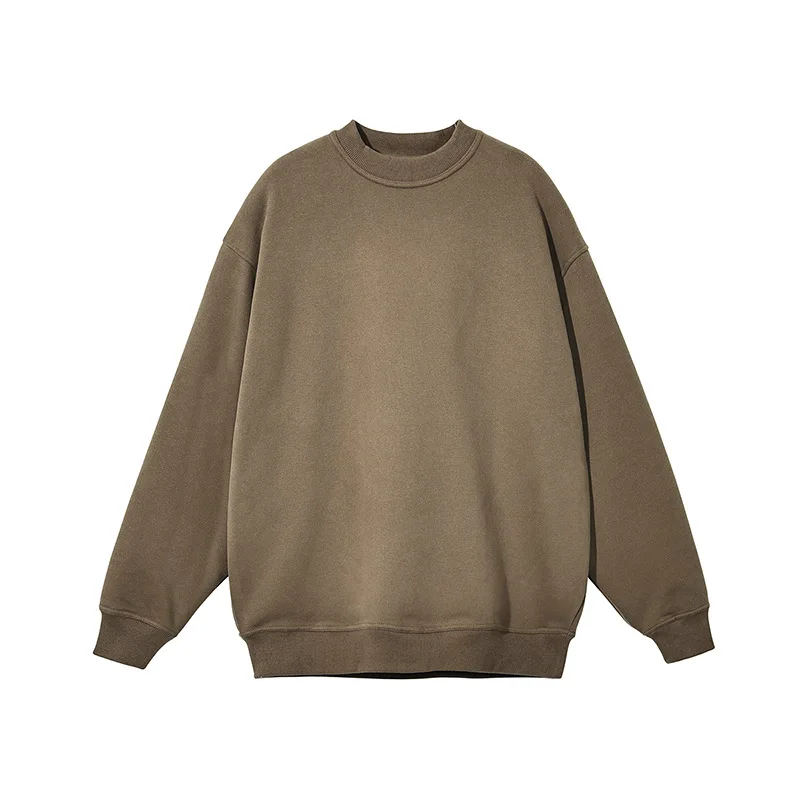 Custom 100% cotton Solid Round Neck Sweater Winter Loose Jogging Outdoor Casual Pullover Sweater