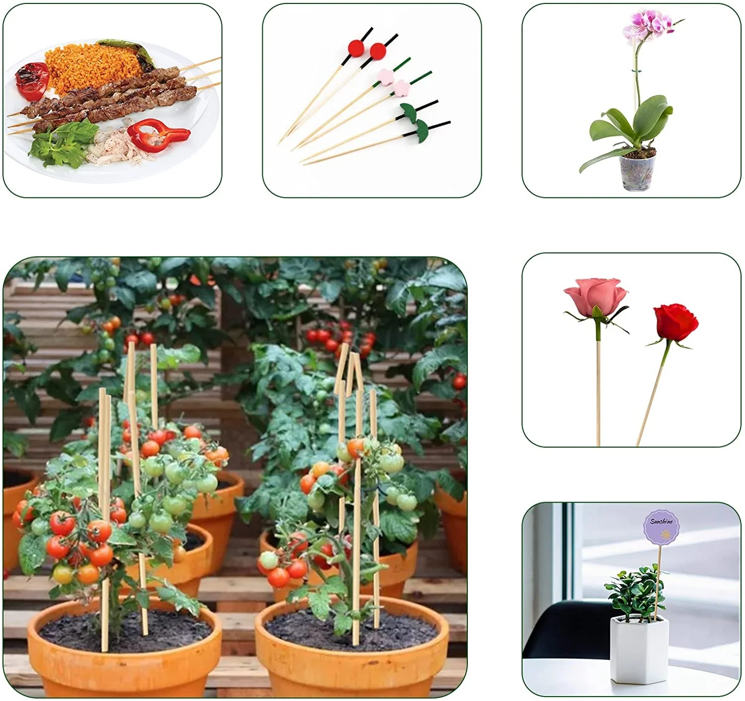15.8 inch Floral Plant Bamboo Sticks Support Indoor Gardening Plant Supports