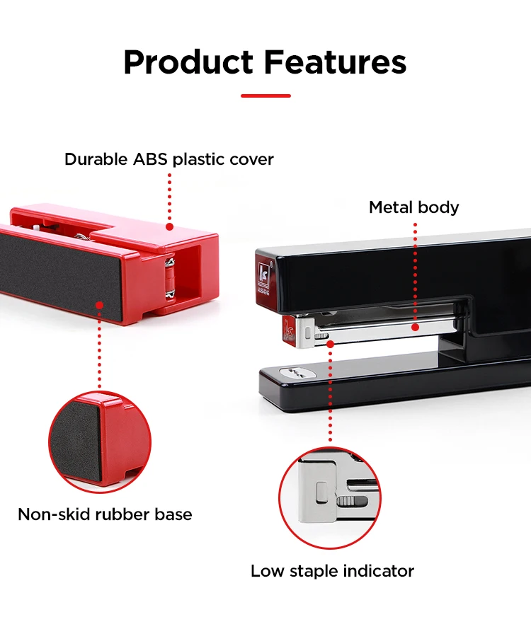 Customizable diversified staplers ABS plastic shell stapler machine for office school 24/6 stapler multi-color options
