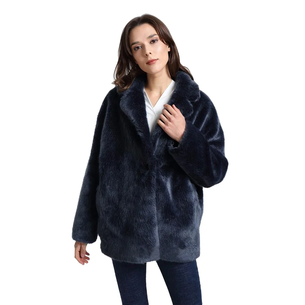 Jtfur Winter Faux Fur Jacket Women Luxurious Loose Fake Fur Coats Plus Size Black Faux Fur Coat