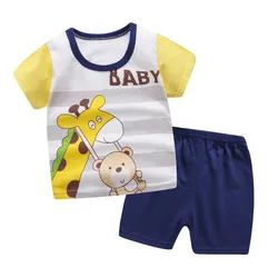 Boys Clothings Sets  Kids boutique 2 Pcs Pure Cotton Short Sleeve Children Clothes Suit Summer Baby Clothings