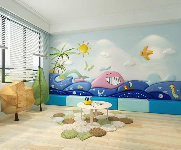 New design baby cute soft play wall padding mat for kids protective foam wall padding