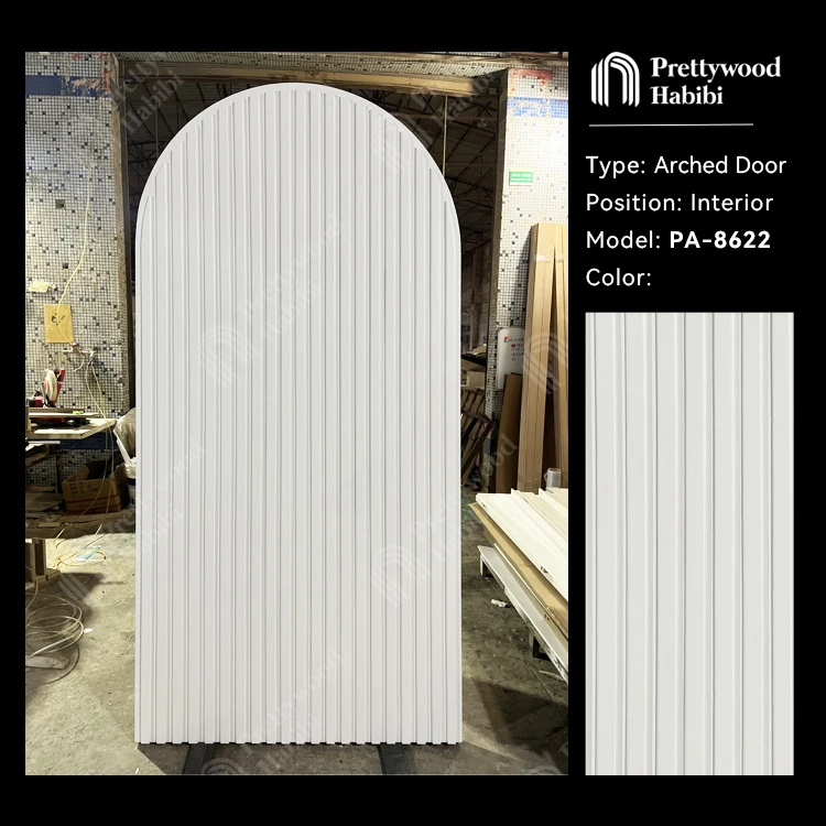 Prettywood Australia Residential White Polished Soft Closing Solid Wooden Interior Arched Door Sliding Pocket Door