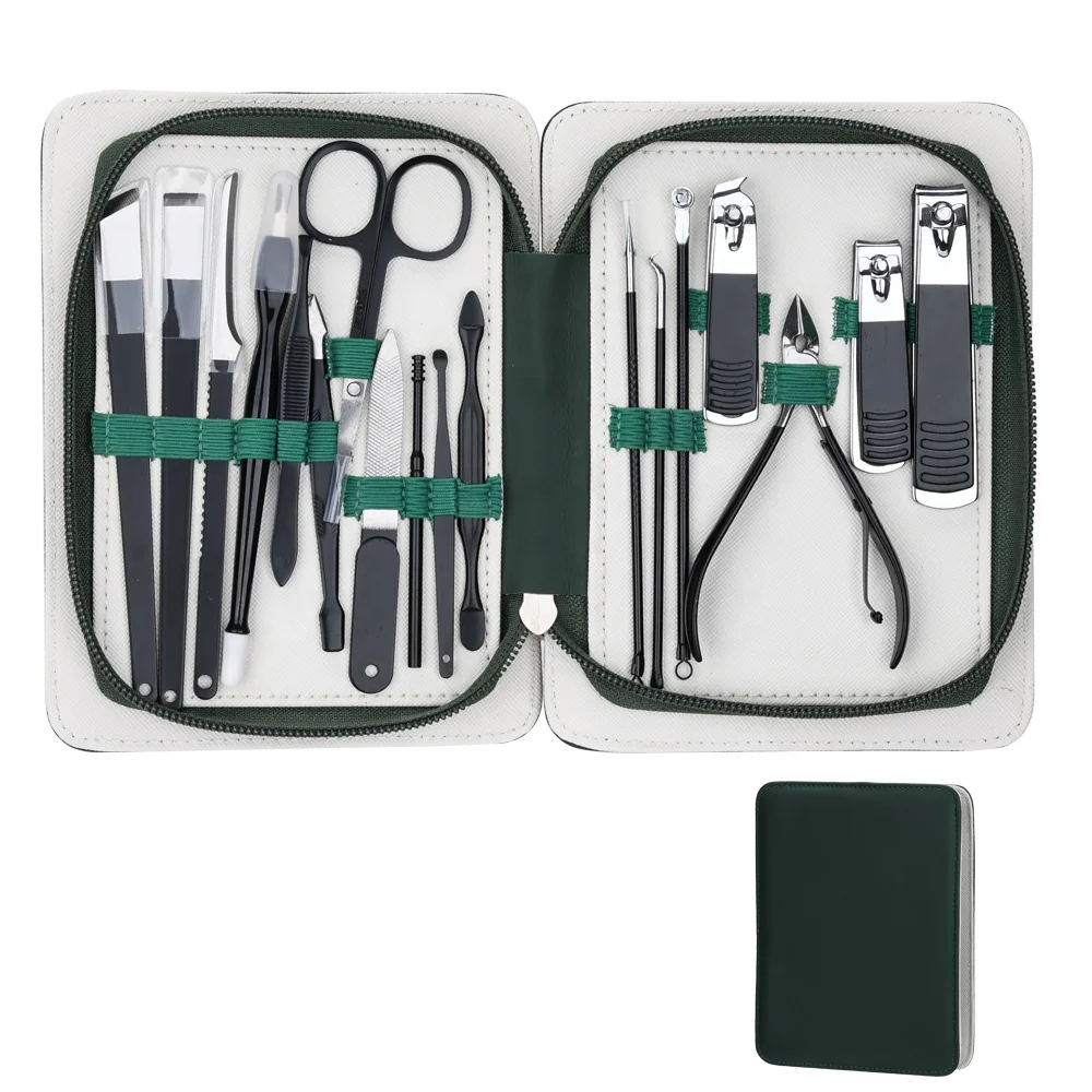 Portable Stainless Steel Nail Clipper Travel Grooming Kit New Trending 16-Piece Manicure Pedicure Set for Nail Art