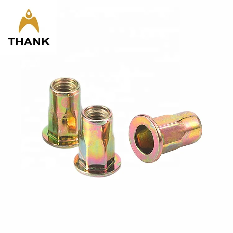 hot sale Steel zinc plated / Stainless steel knurled rivnut flat head threaded pop rivet nut M2 M3 M4 M5 M6 M8 M10 M12