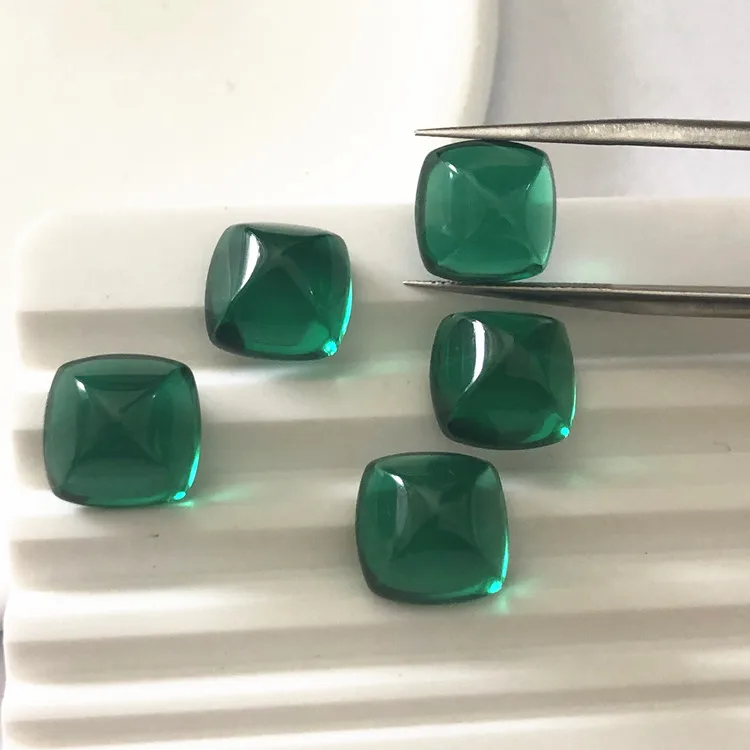 Roomy 5A Loose Jewelry Gemstone Emerald Green Spinel square cabochon stones