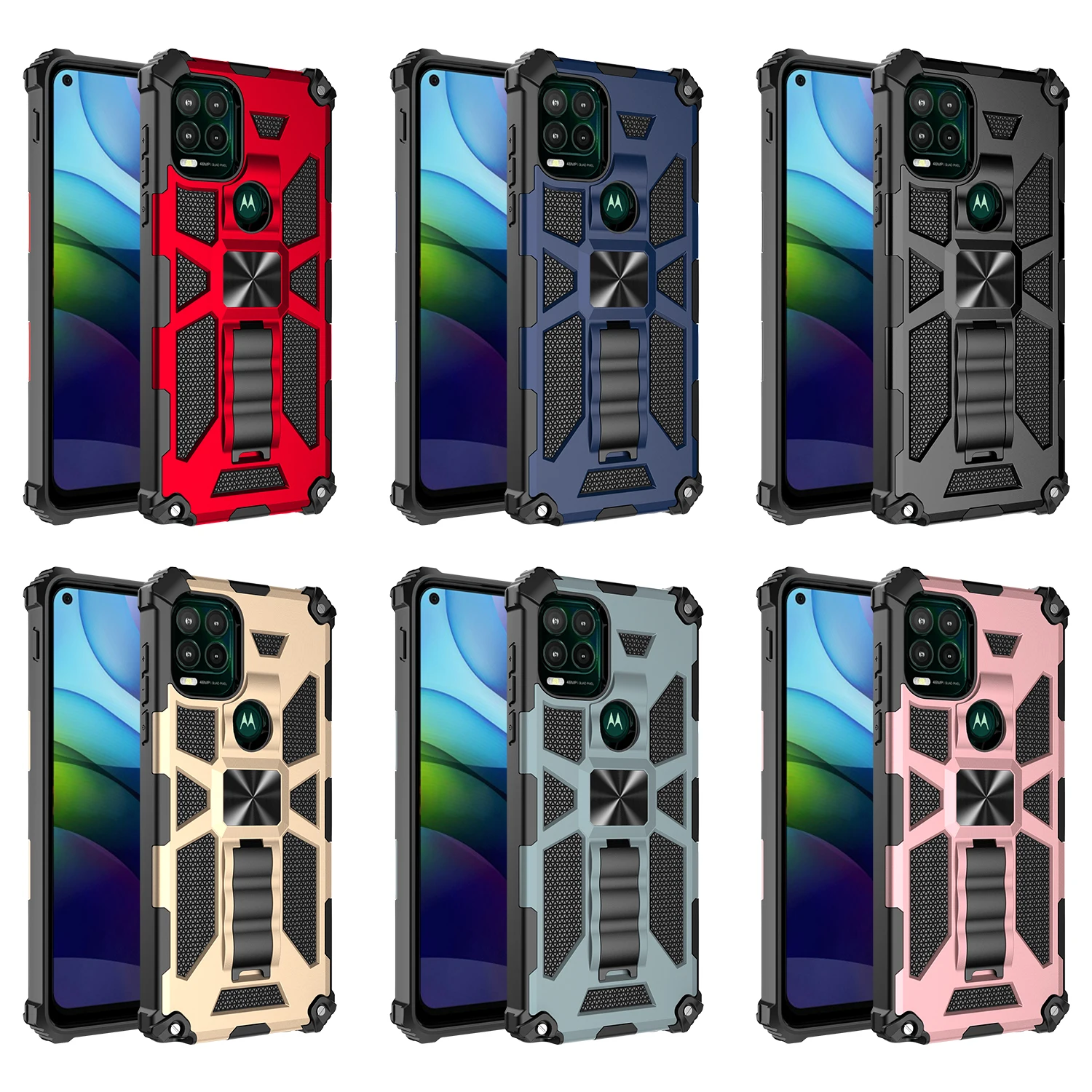 For Motorola G Power Play Stylus 5G 2021 Mobile Cell Phone Case Full Body Military Grade Built in Kickstand Heavy Duty Cover