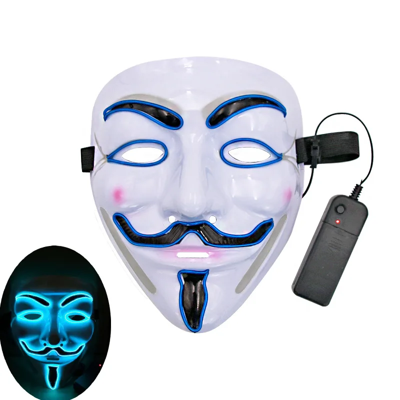 Halloween Cosplay Costume EL Wire Mask DJ Party LED Glowing Mask