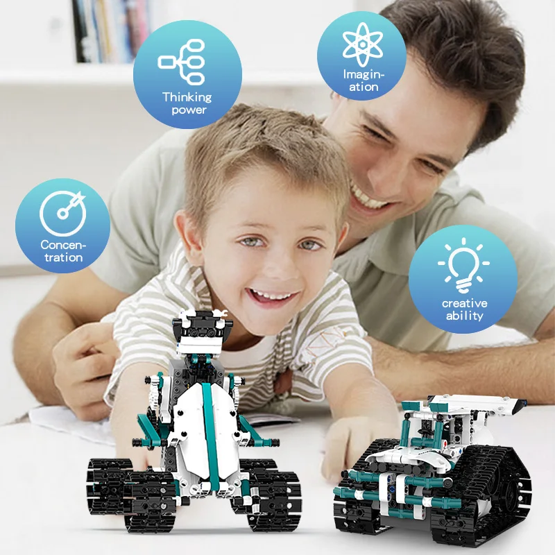 5-in-1 Steam App Programming Building Block Set Kids Education Electric DIY Assembly Toys Stem Robot 3D Puzzle Toy