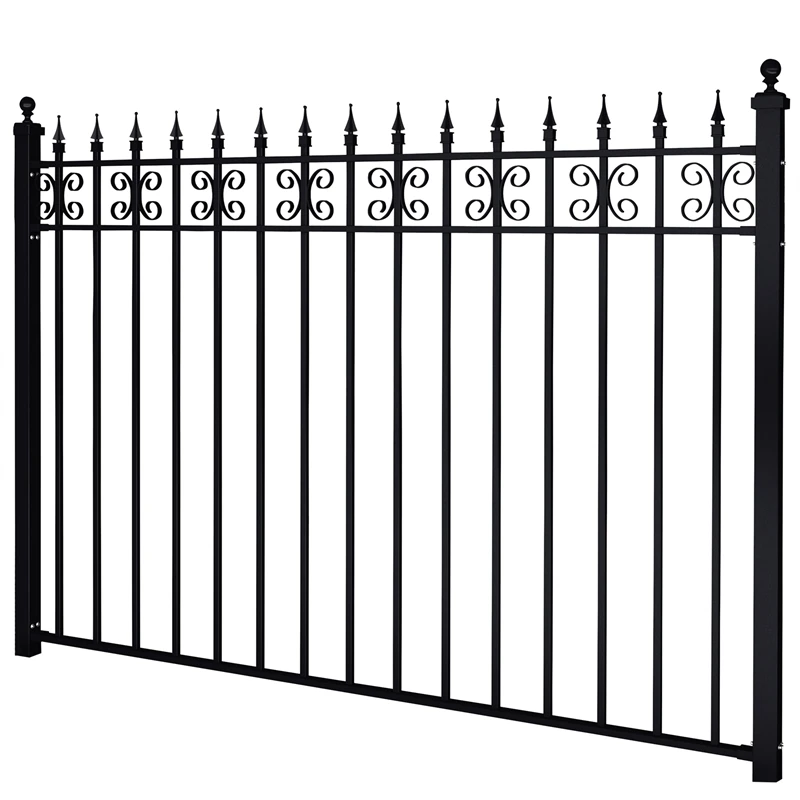 Black Galvanized Steel Anti-Rust Fence Outdoor Steel Fence For Residential Steel Fencing Backyard