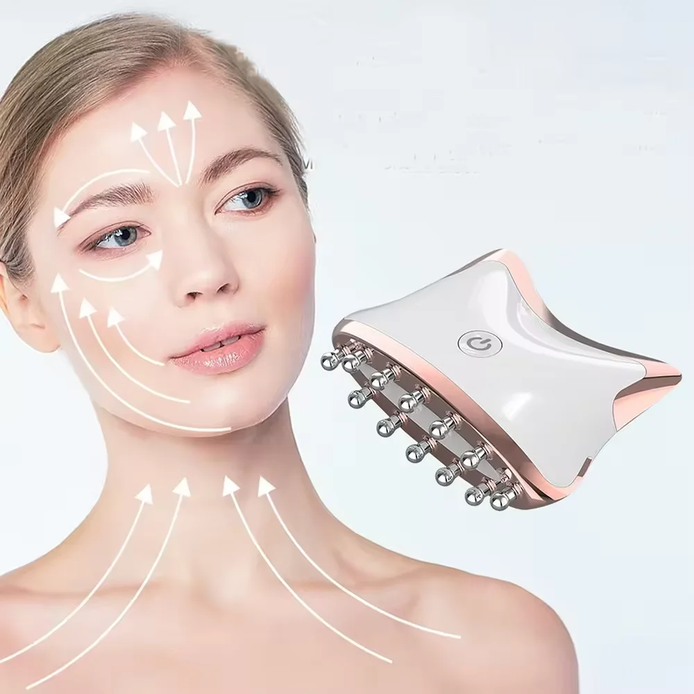 Electric Stainless Steel Meridian Instrument 3 Colors USB LED Photon Therapy Guasha Facial Lift Face Massager Tool Body Scraping