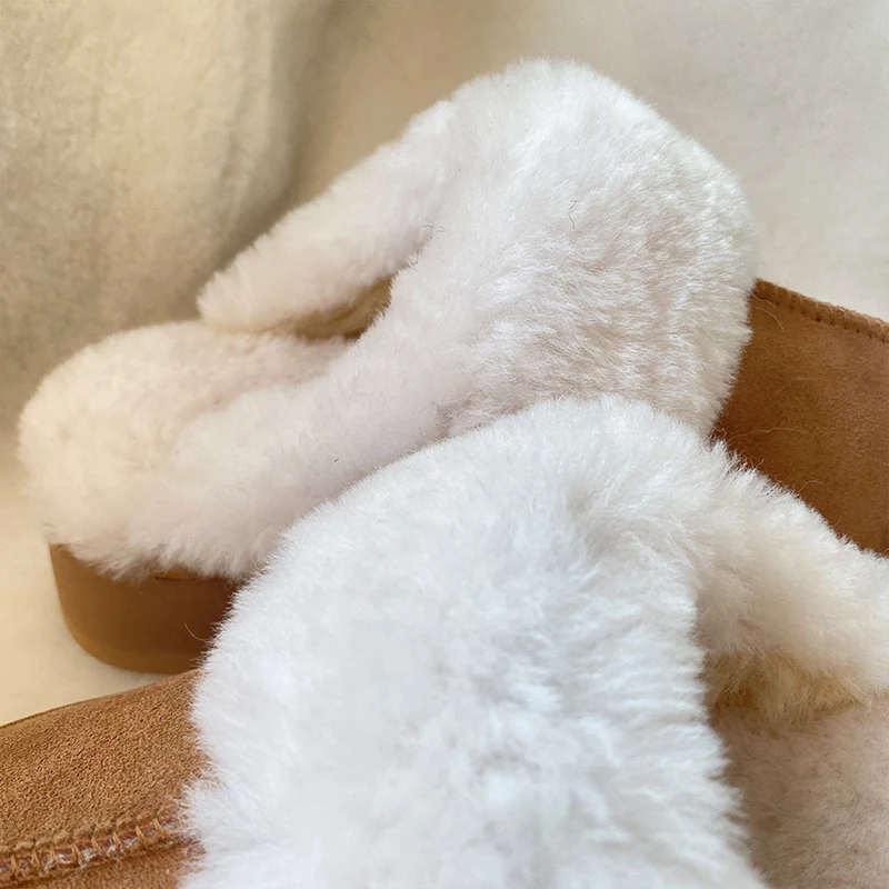 Thick-soled Slippers Popular High Quality Comfy Winter Autumn Wool Indoor Soft Warm Fur Plush Upper Sheepskin