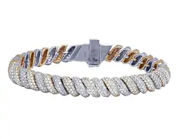 2021 new fashion silver rose gole two tone plated bling hip hop jewelry micro pave cz full diamond snake chain men bracelet