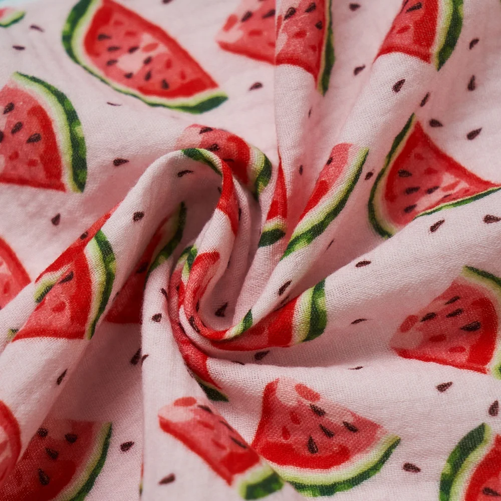 100% Cotton double gauze fabric organic muslin fabric custom printed for baby swaddle