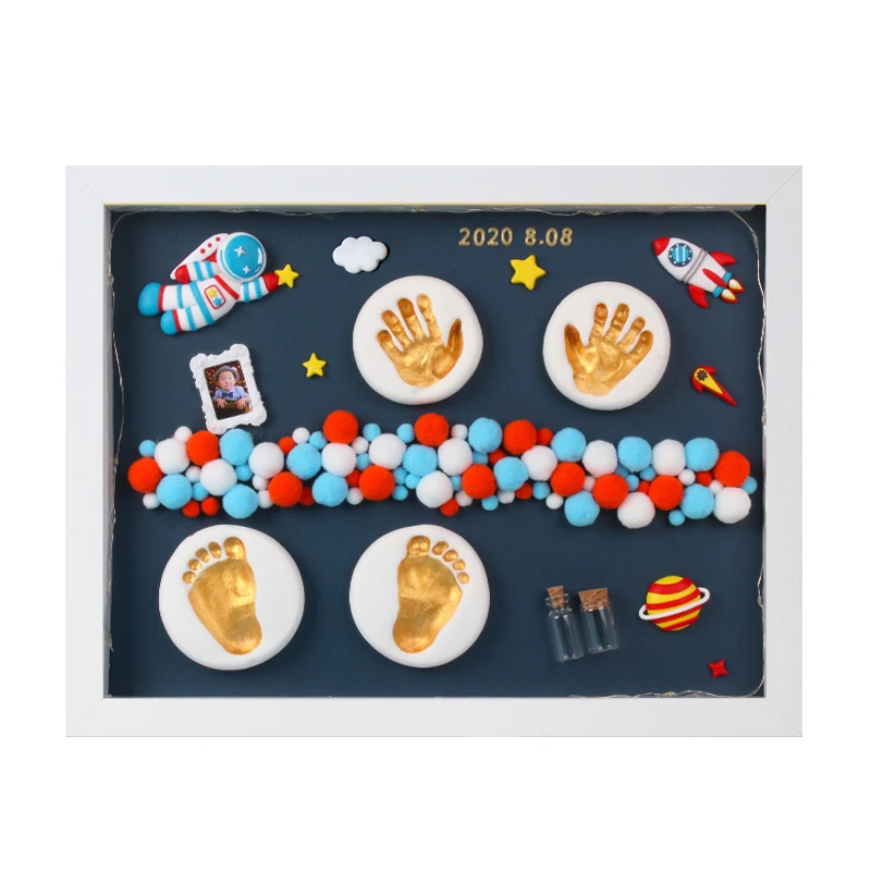 
Large 16 inchbaby handprint and footprint photo frame hand and foot inkpad photo frame for souvenir 