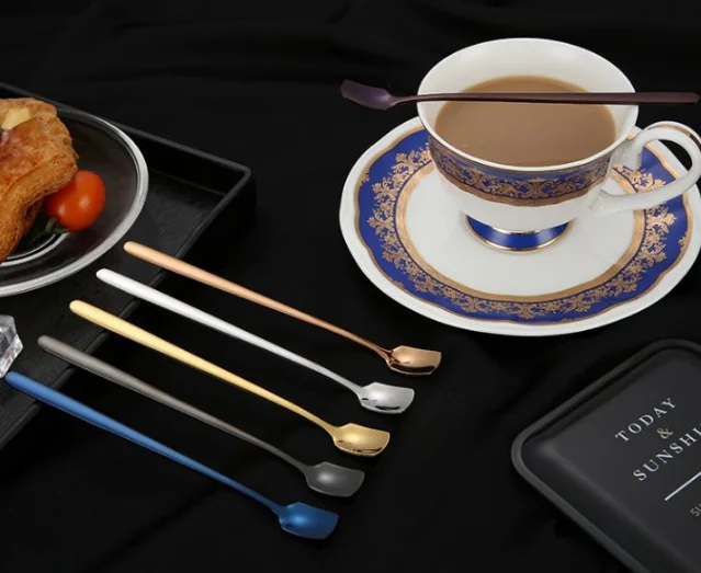 hot selling wholesale new style eco-friendly home decoration modern luxury Material Gold spoon Mixing coffee spoon