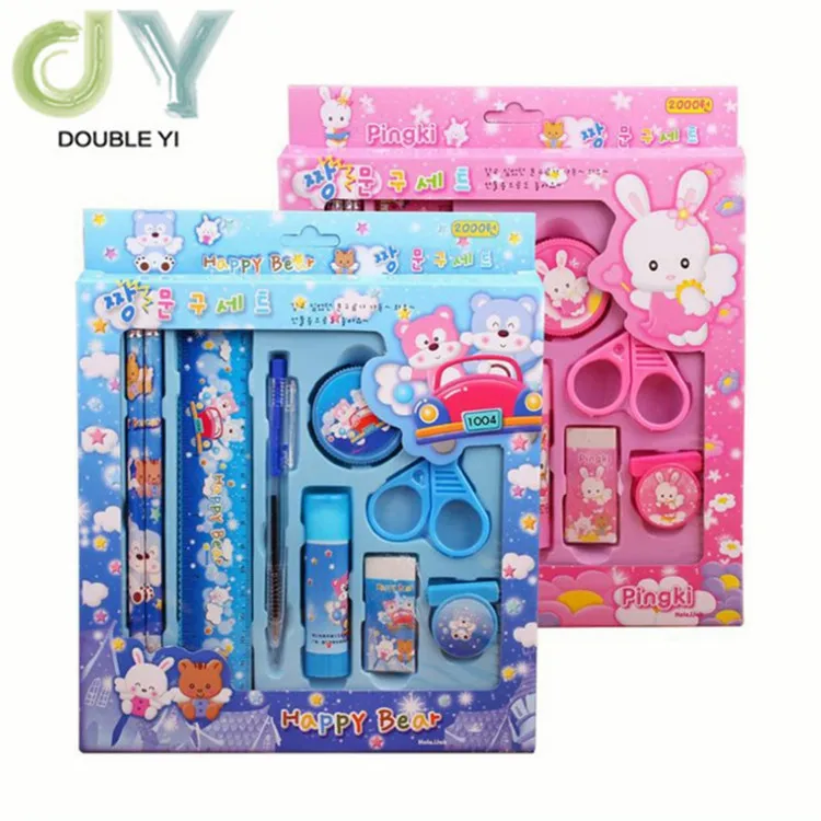 Wholesale colorful Kids stationery set   Cartoon school stationery 9 sets