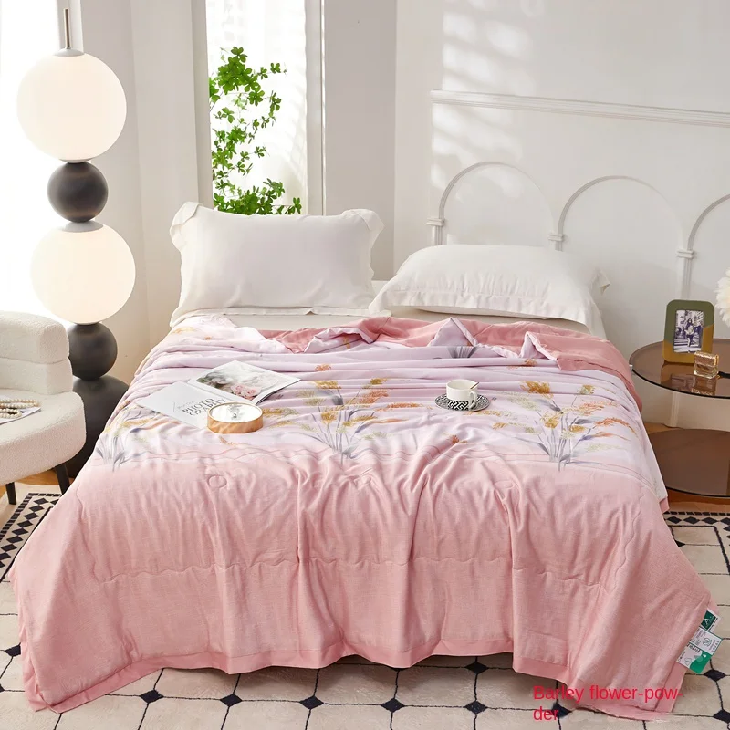New Design Waxed Cotton Plaid Soy Fiber Cool Air Conditioning Embroidered Solid Bamboo Cotton Summer Cool Summer Quilt