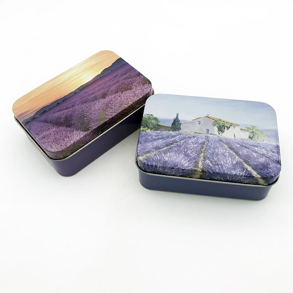 custom printing rectangle gift packing metal boxes with hinged lid