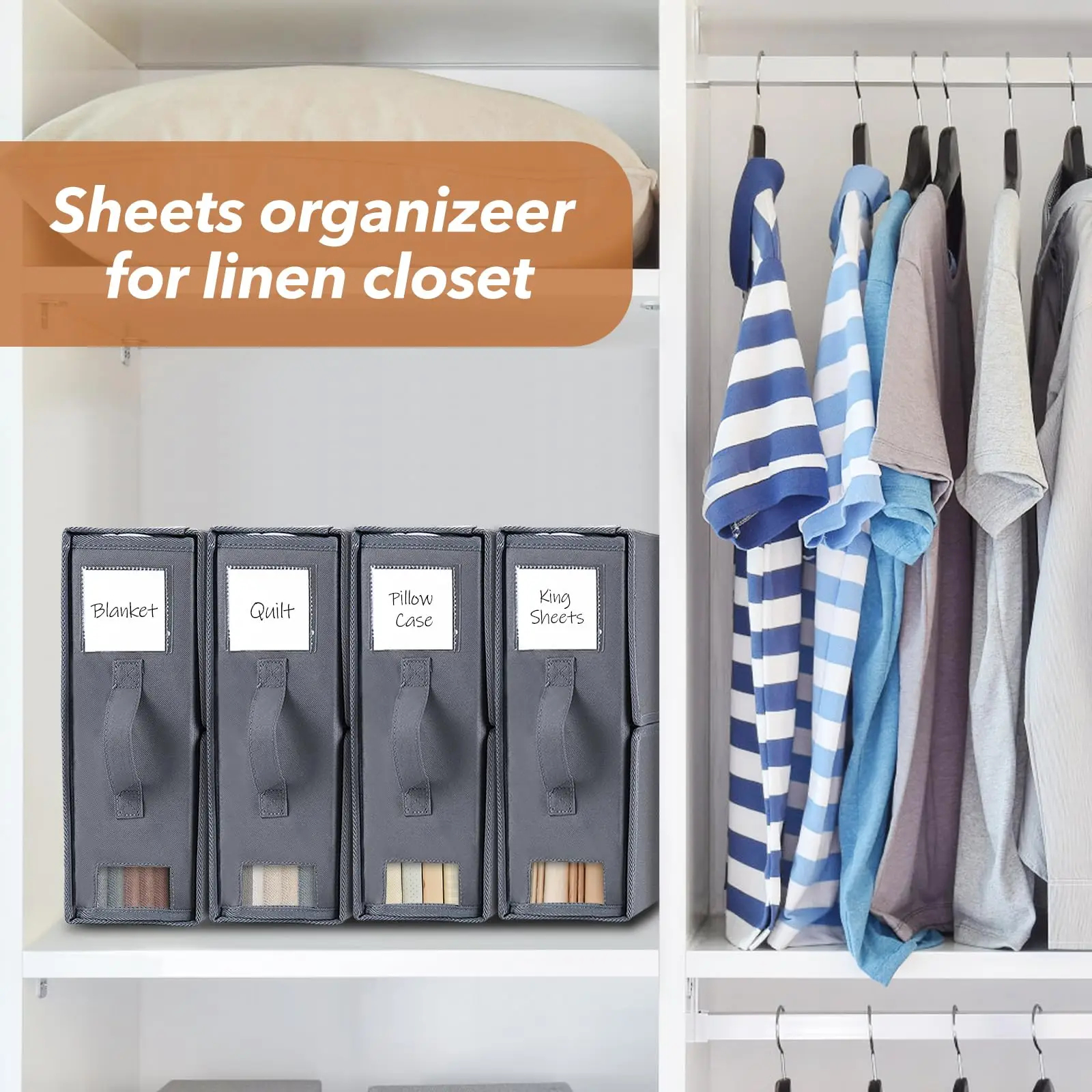 High quality bed sheet organizer foldable storage box for cover set with zipper closet organizer for bedding clothes blankets