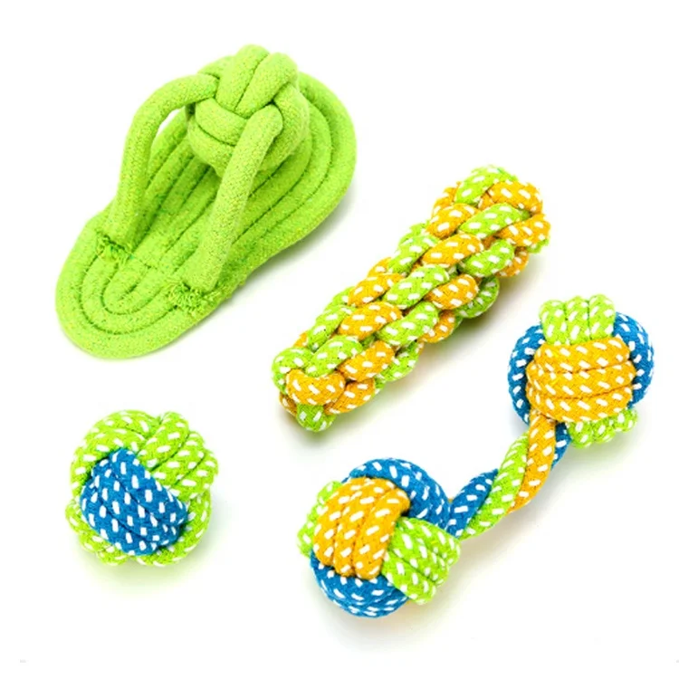 Durable Natural Hemp Rope Interactive Pet Dog Toy Cotton Rope Hemp Dog Toy Set