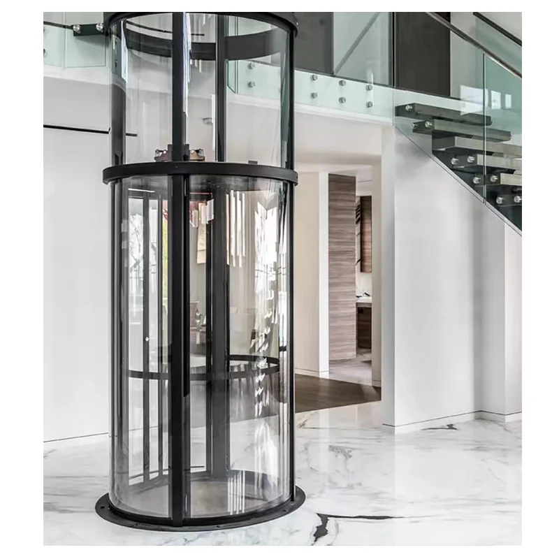 Mini residential lift elevator small home lift elevator Round panoramic glass elevator Home