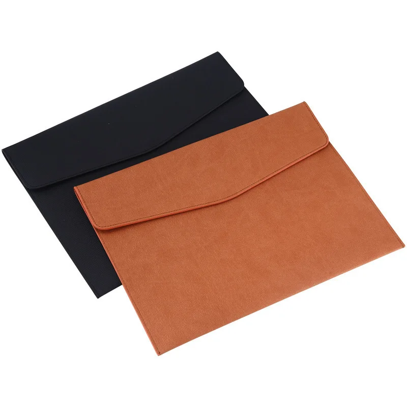 Wholesale pu Leather Envelope A4  A4 Snap Button File Holder Storage Bag Paper Document File Folder Pocket Briefcases