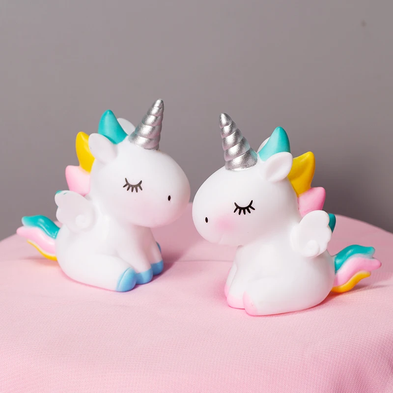  Vinyl doll Mini Cartoon Unicorn Cake Toppers Decoration Ornament for Kids Girls Birthday Baby