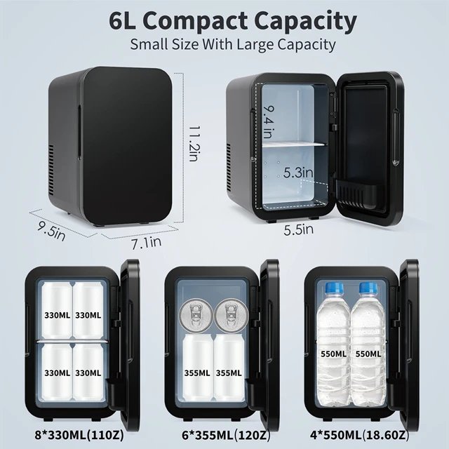 Portable Mini Cosmetics Refrigerator Cooling Heating Freezer with Makeup Black Mini Fridge