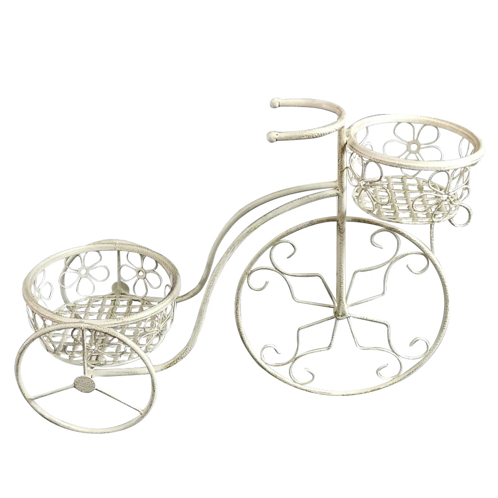 Metal Iron 2-Pots Bicycle Garden Home  Plant Stand Flower Basket Flower Pot Stand