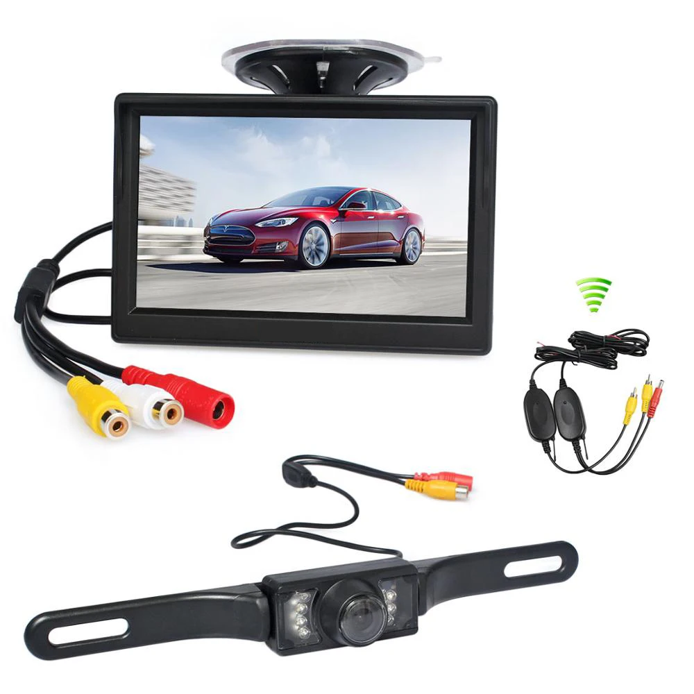 Wireless Car Monitor Van Truck IR Rear View Camera Security System