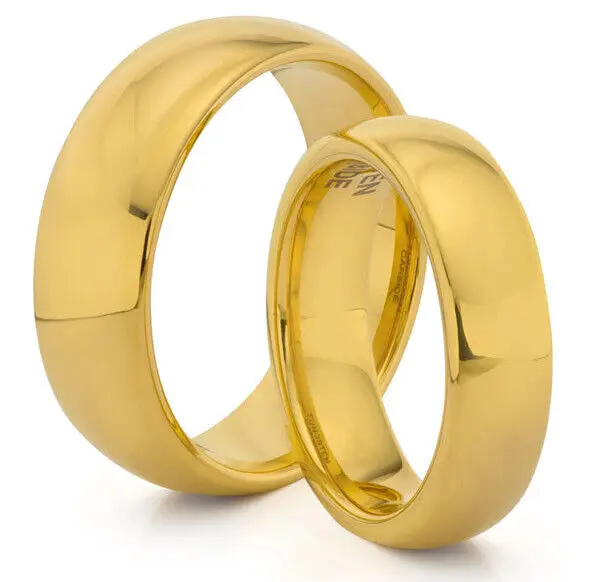 Top sell 6mm 8mm gold tungsten wedding ring set for couples forever love gold ring designs set of wedding ring for couples
