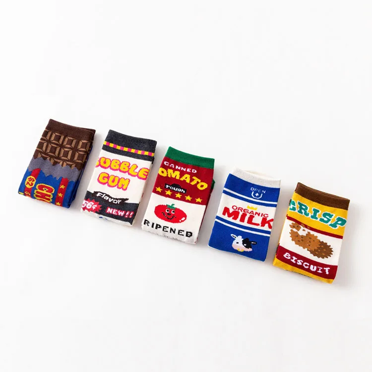 Custom Sock New style Milk Tomato Cookies Chocolate Street Sports Socks Unisex Knitted Cotton Happy Socks