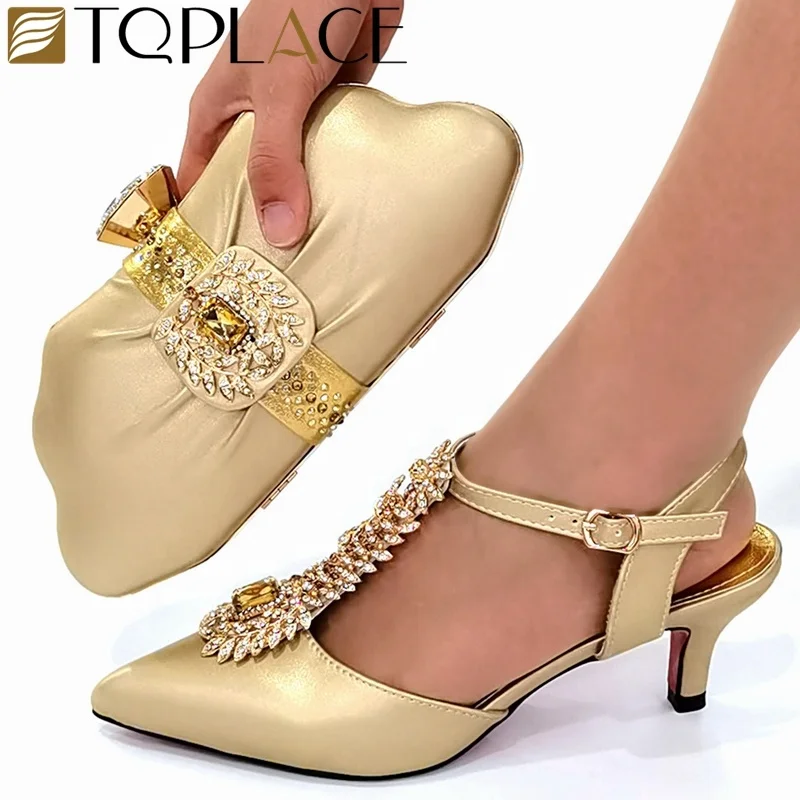 Fashion high quality African shoe and bag set/Nigeria party  with matching bag