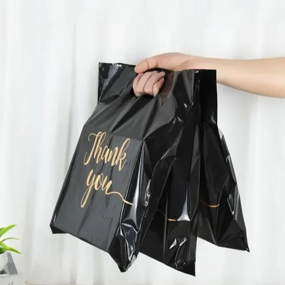 Custom High Quality Packing Colorful Polythene Plastic Foldable Reusable Shopping Bags With Logos For Small Business