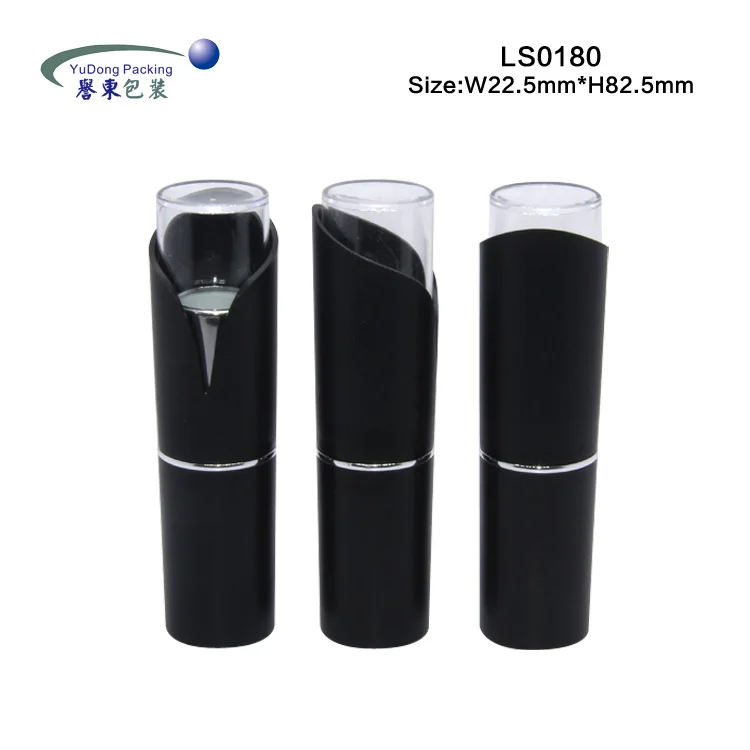 12.1mm unique flower design black cylindrical plastic cosmetic casing empty lipstick tube lip stick packaging