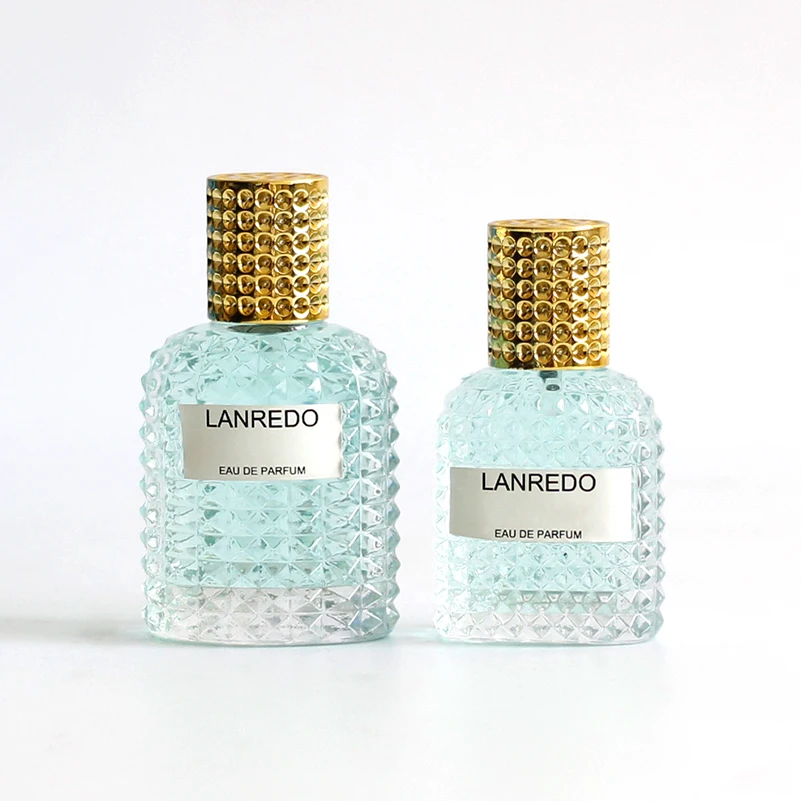 Fancy Embossed Crystal 100ml dubai Glass Perfume Bottles Empty Cosmetic Bottles With screw Spray