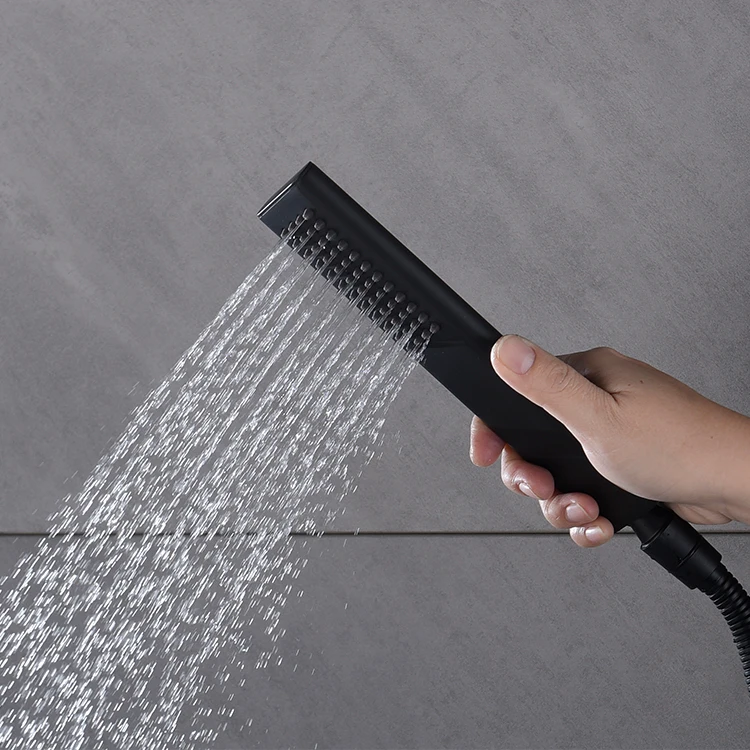 Wall LED Shower Column Rain Waterfall Shower Temperature Screen Handshower Massage SPA Jet Three Handles Mixer Taps Set Faucet