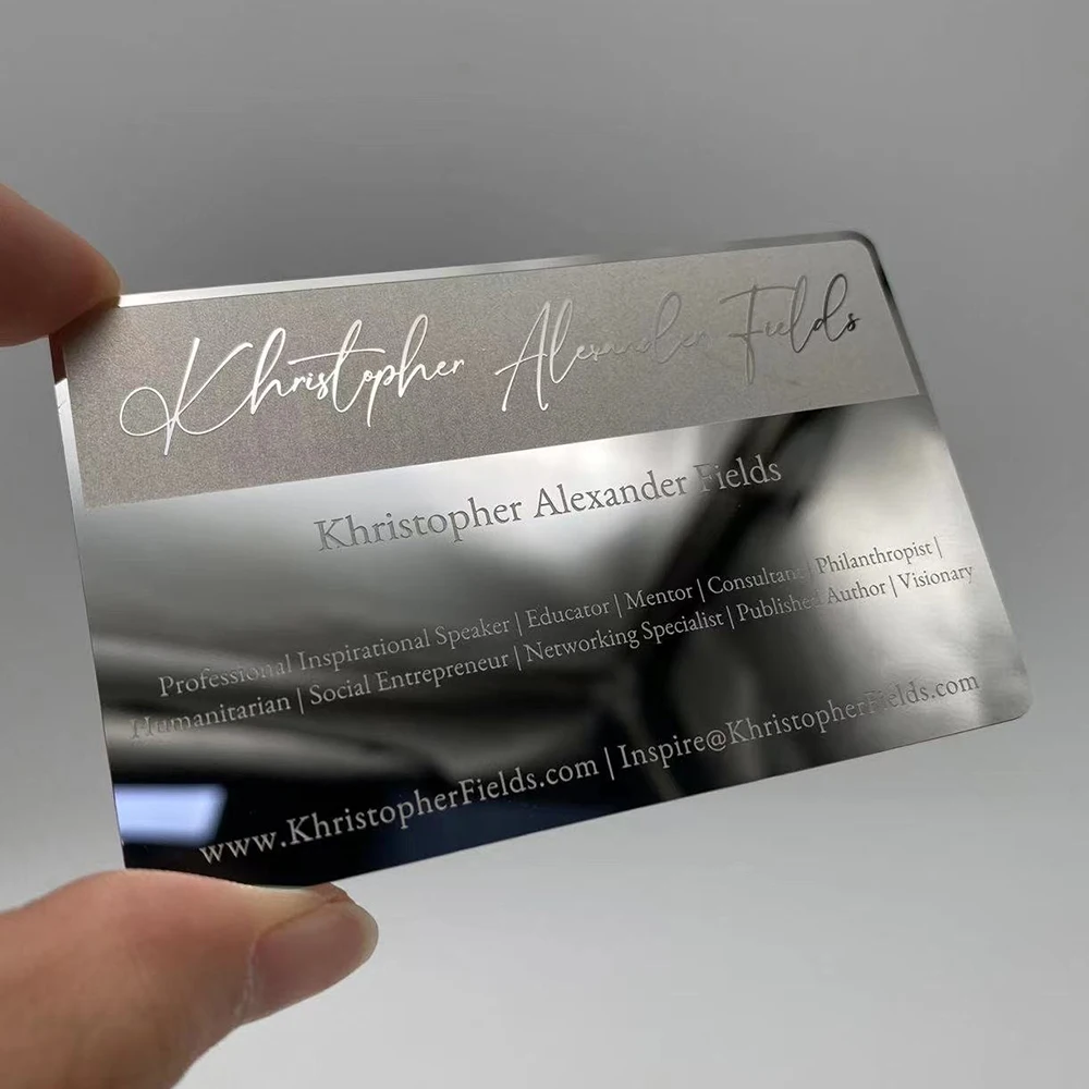 Customized Engraver Silver Black Gold Mirror Code Membership Visit Name Visiting Metal Business Cards For Laser Engraving