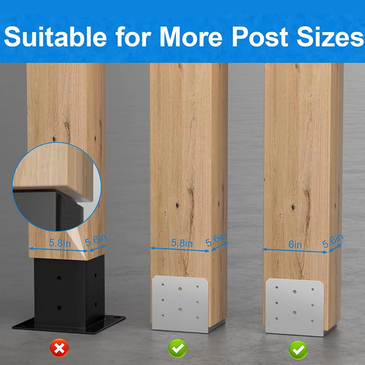 JH-Mech Anchor Ground Plate OEM Adjustable Support Decorative Stainless Steel Pier and Post Base for Pavilion Deck