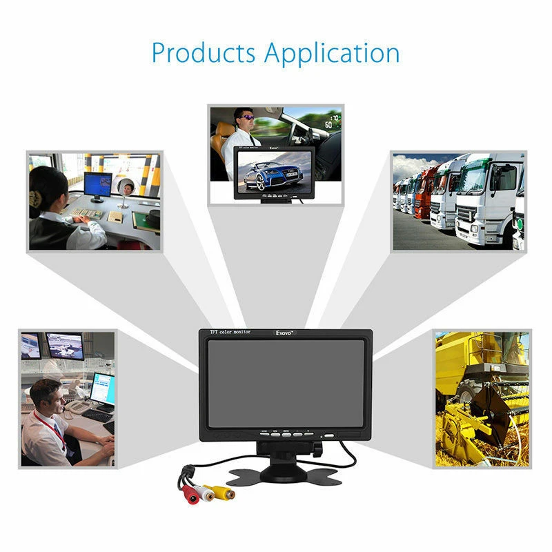 7 inch TFT LCD Screen Car Monitor Player 2 Way Video Input PAL/NTSC Monitor for Auto Rearview Home Security Surveillance Camera