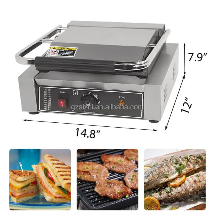 Steel Stainless Power  Commercial  Electric Contact Grill