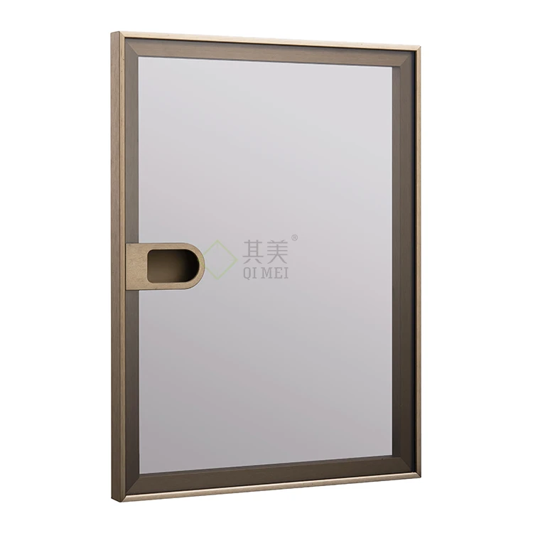 Modern New Design Kitchen Cabinet Aluminum Frame Glass Door With Built-in Handle for wardrobe
