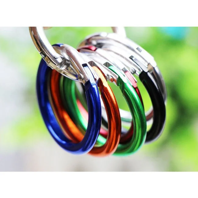 Aluminum anodizing O shape spring circle ring clasp carabiner