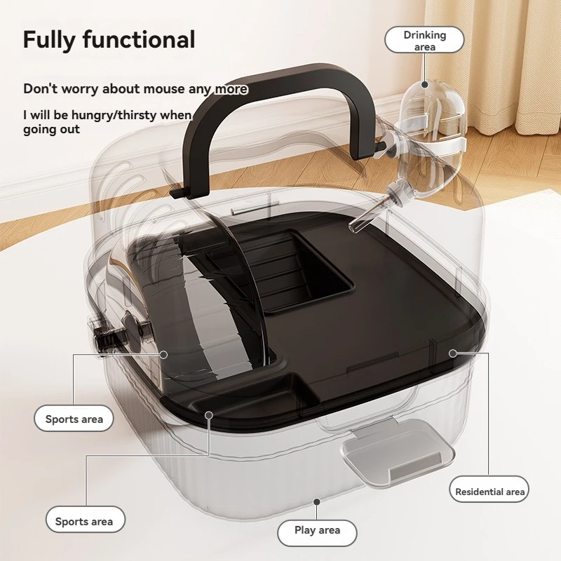 New Release 360 Degree Luxury Large Space Portable Transparent Hamster Acrylic Cage Suitcase Running Wheel Golden Silk Bear Cage
