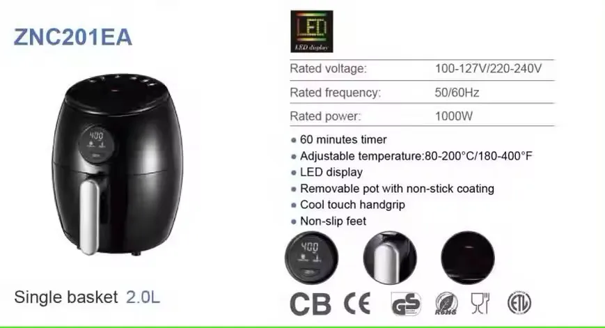 Small Capacity 2l Healthy Deep Fatmicrowave oven Portable Electric FREE Oil rice cooker Air Fryer