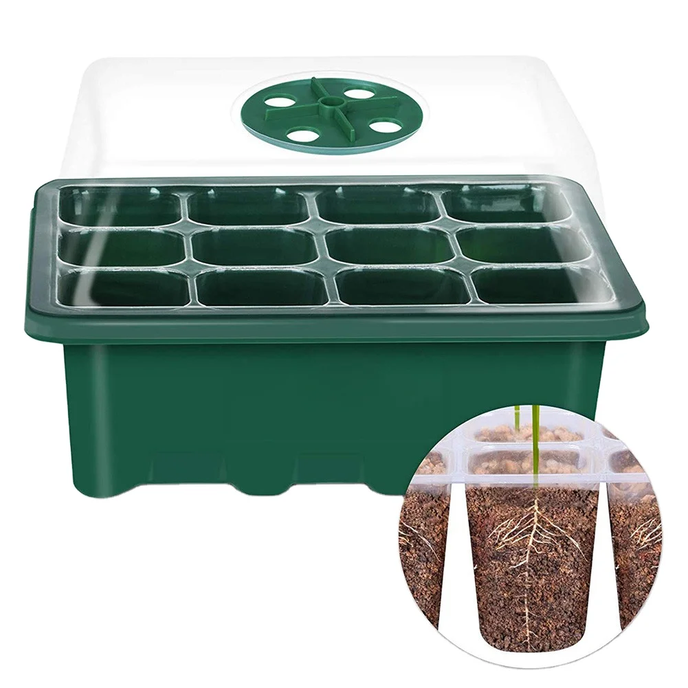 Propagation Breeding Seeding Case Container Nursery Pot Seedling Starter Tray 12 Cells Hole Plant Seeds Grow Box