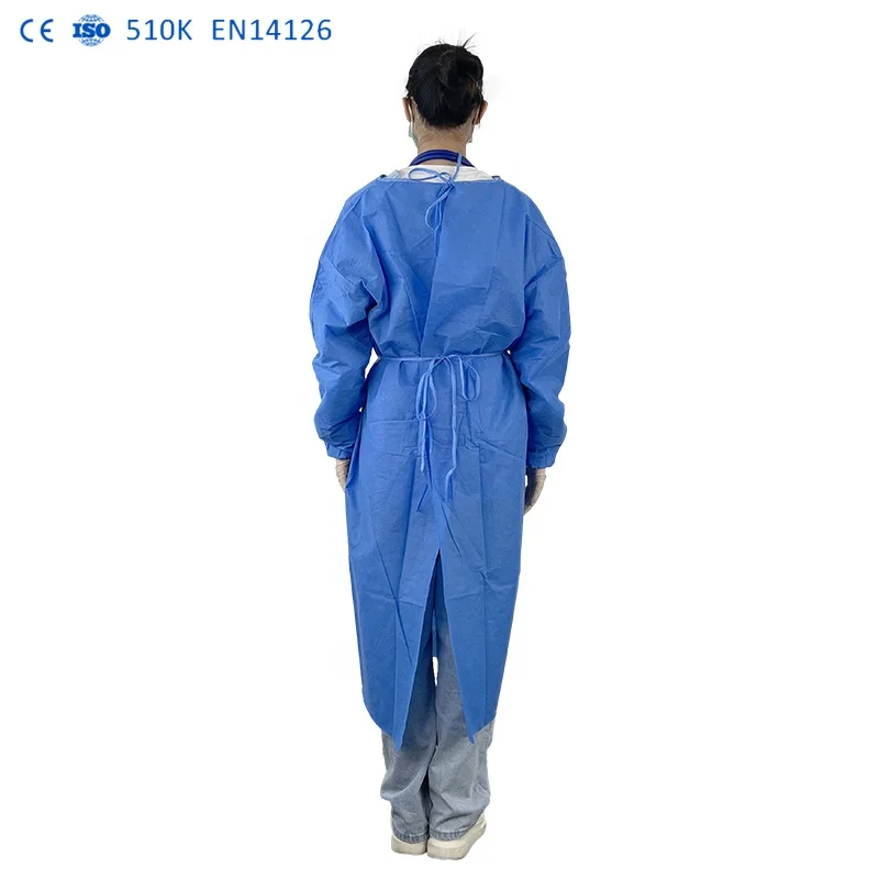 Factory Stock ASTM F1671 disposable lab coat waterproof 510k waterproof level 3 gown Waterproof Blood-Proof for Inpatient Wards