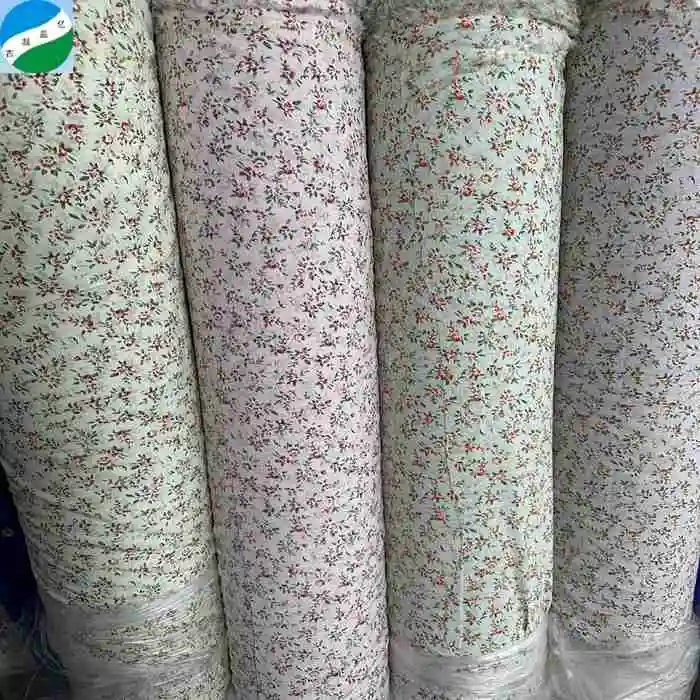Small flower design 100%polyester woven spandex printed fabric 50d four ways stretch printing stock fabric
