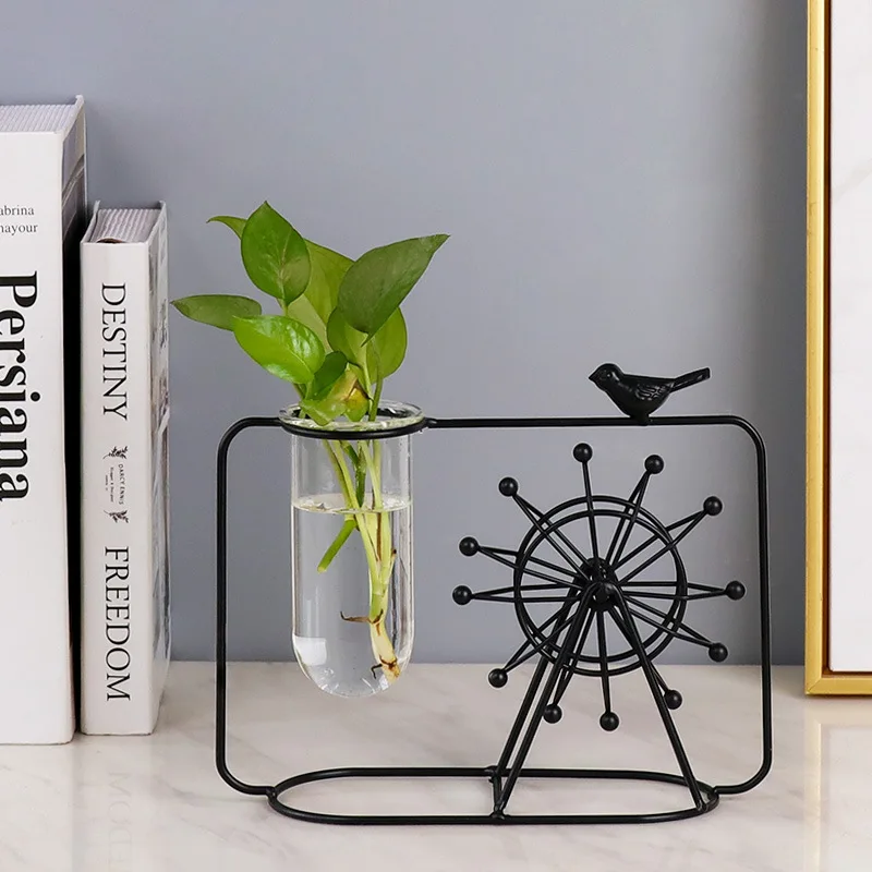 Nordic decor living room desktop ferris wheel home accessories hydroponic ornaments green plant container glass test tube vase